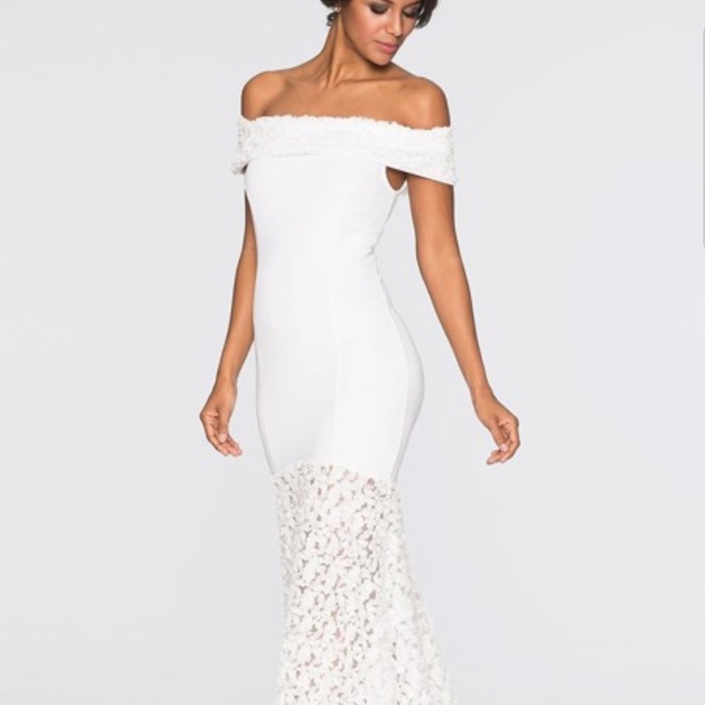 VENUS | White Bohemian Lace Off The Shoulder Mermaid Bridal Wedding Dress